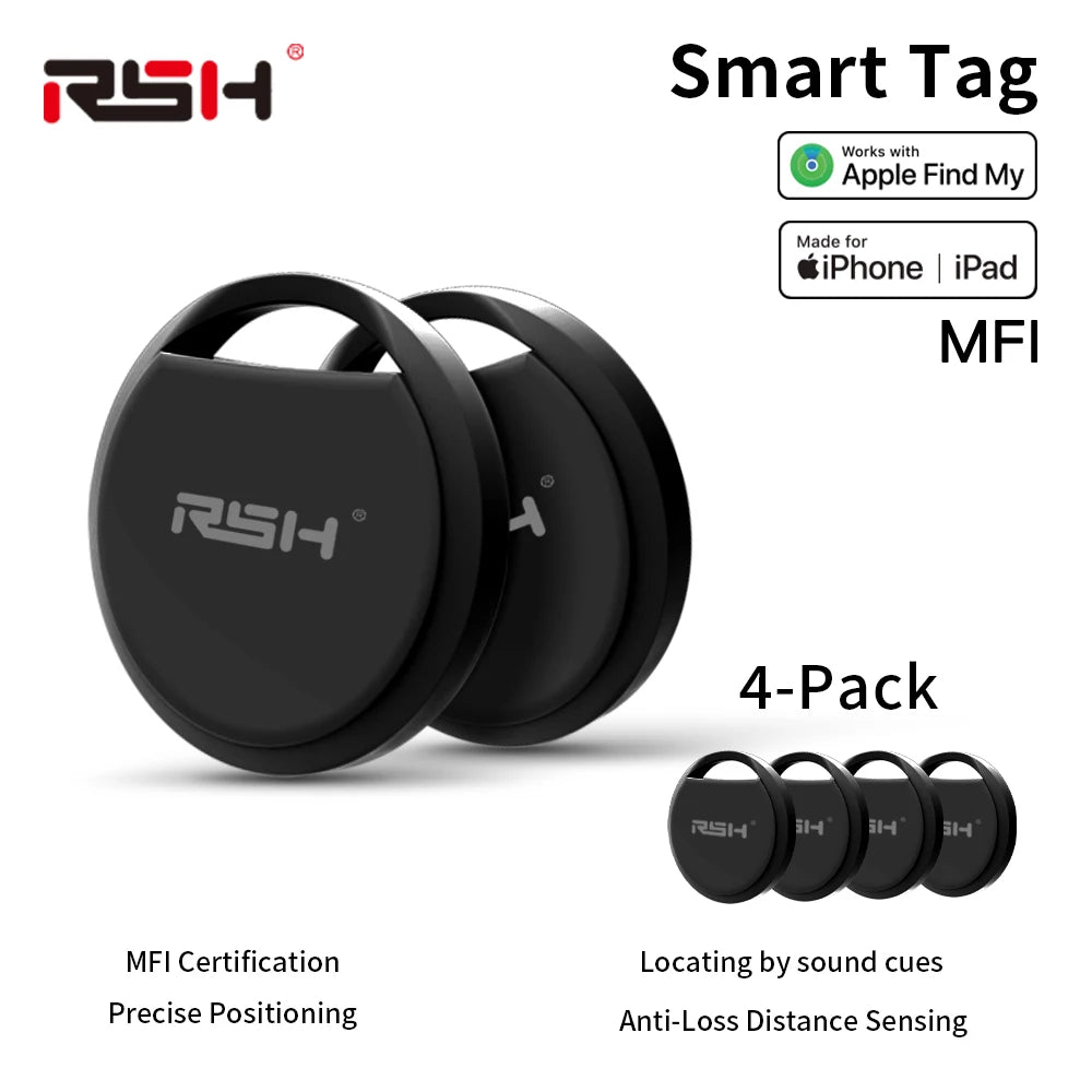 Traceo Tag — Pack de 4 localisateurs Bluetooth certifiés MFi, compatible Apple Find My