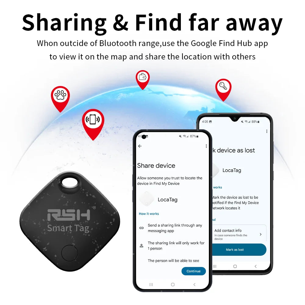 Traceo Tag Android — Pack de 4 localisateurs Bluetooth, compatible Google Find Hub | Xiaomi, Samsung